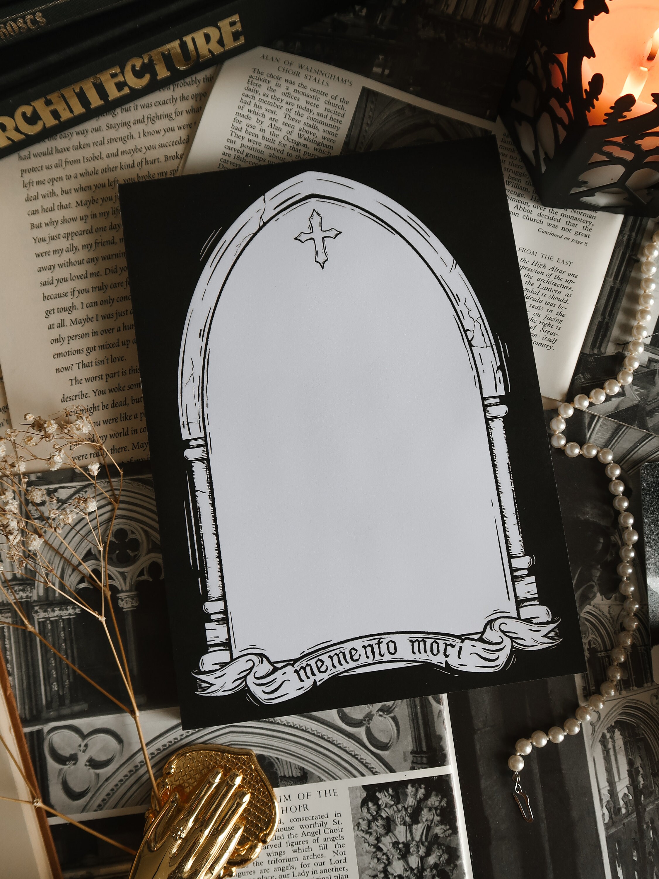 Goth Notepad Memento Notepad - BLACK | Gothic Stationery | Gothic Architecture ...