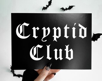 Cryptid Club Gothic Print | gothic art | gallery wall art | gothic decor | art print | dark art | halloween | spooky wall art | A5 |