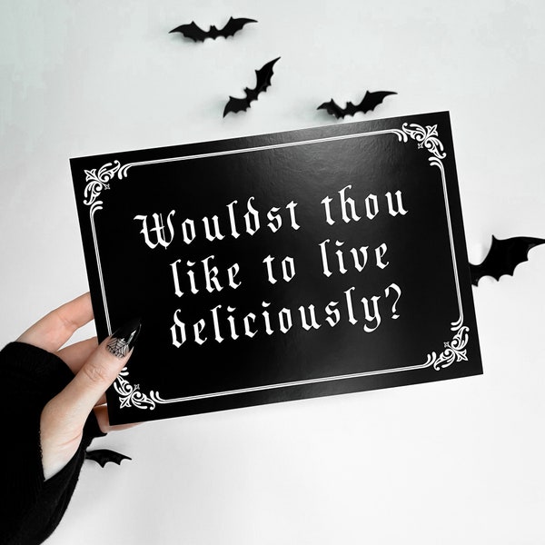 Live Deliciously Gothic Print | gallery wall art | gothic decor | witch | dark art