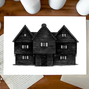 Salem Witch House A4 Print | gothic art | salem | witch | halloween | witchy | magic | dark art | architecture | A4