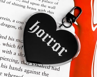 I Heart Horror bag charm | horror keychain | horror movies | goth | keyring | gothic | cute keychain | halloween | acrylic | black