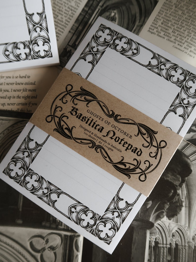 Goth Notepad Basilica Notepad - WHITE | Gothic Stationery | Gothic Architecture ...