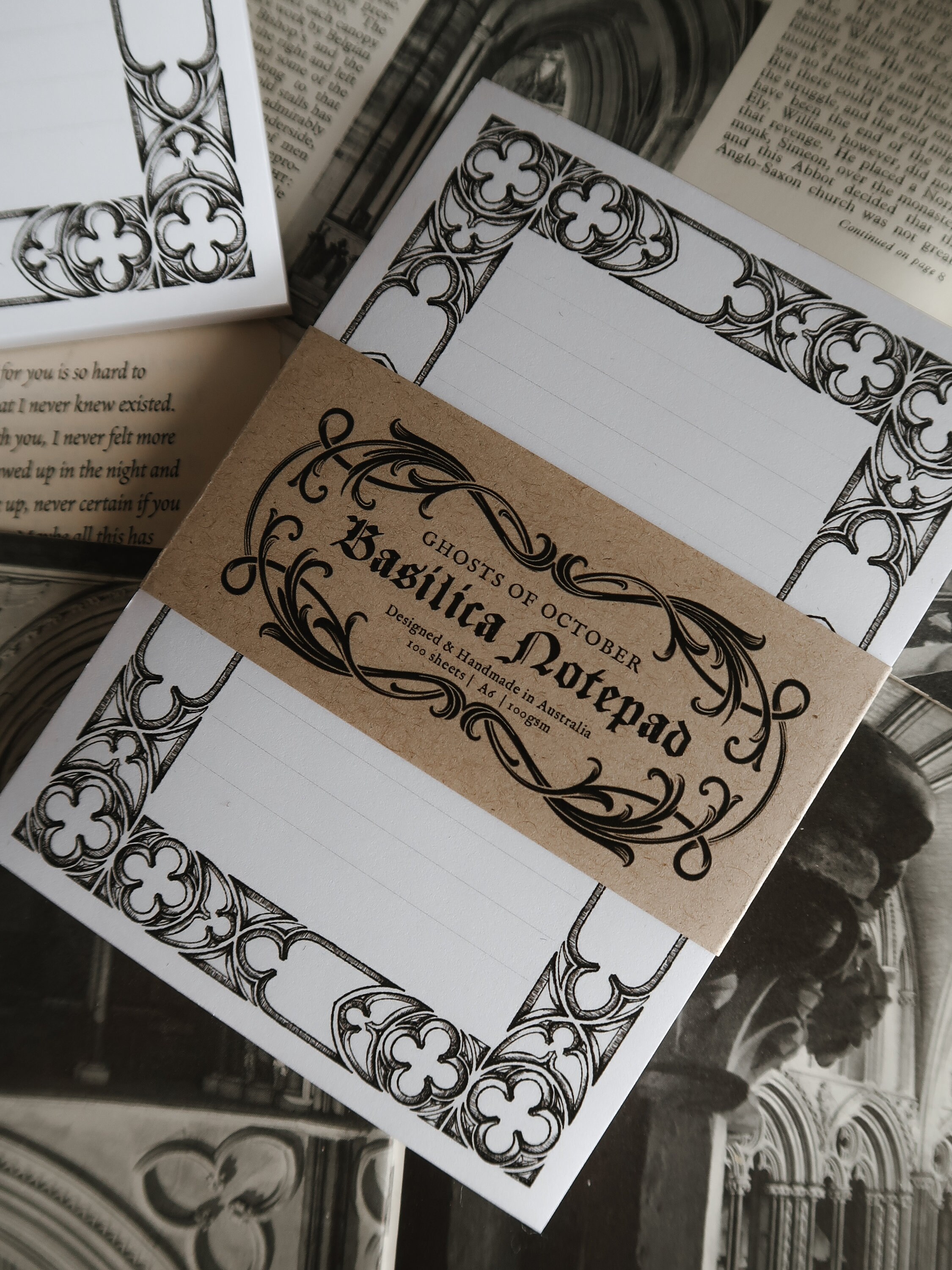 Notepad Template Goth Simple Basilica Notepad - WHITE | Gothic Stationery | Gothic Architecture ...