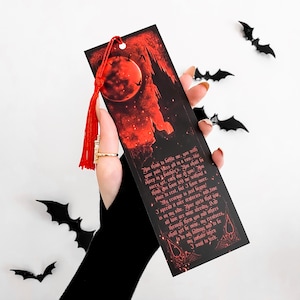 Dracula Gothic Bookmark Red | Dark Academia | Classic Literature | Horror Story | Halloween | Stationery | Bookmarks | Vampire | Gothic Art