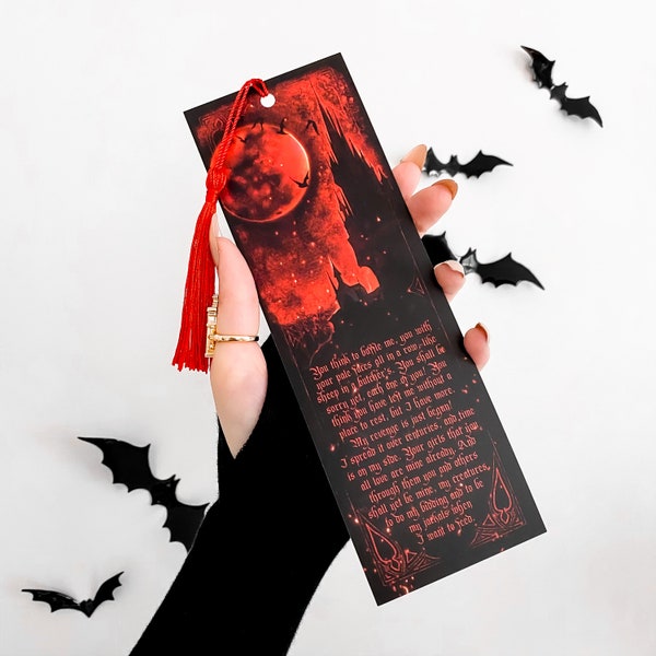 Dracula Gothic Bookmark Red | Dark Academia | Classic Literature | Horror Story | Halloween | Stationery | Bookmarks | Vampire | Gothic Art