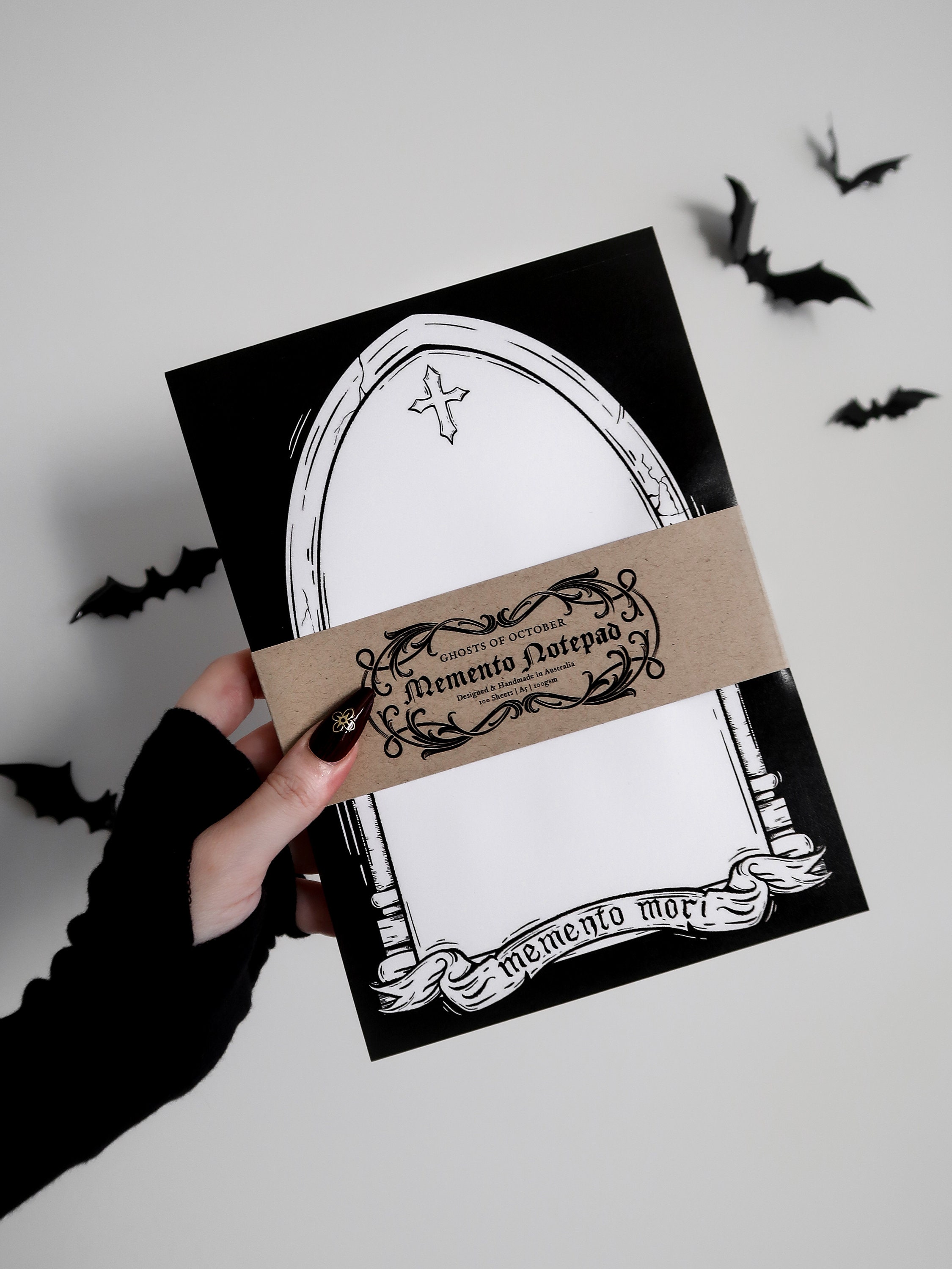Goth Notepad Memento Notepad - BLACK | Gothic Stationery | Gothic Architecture ...