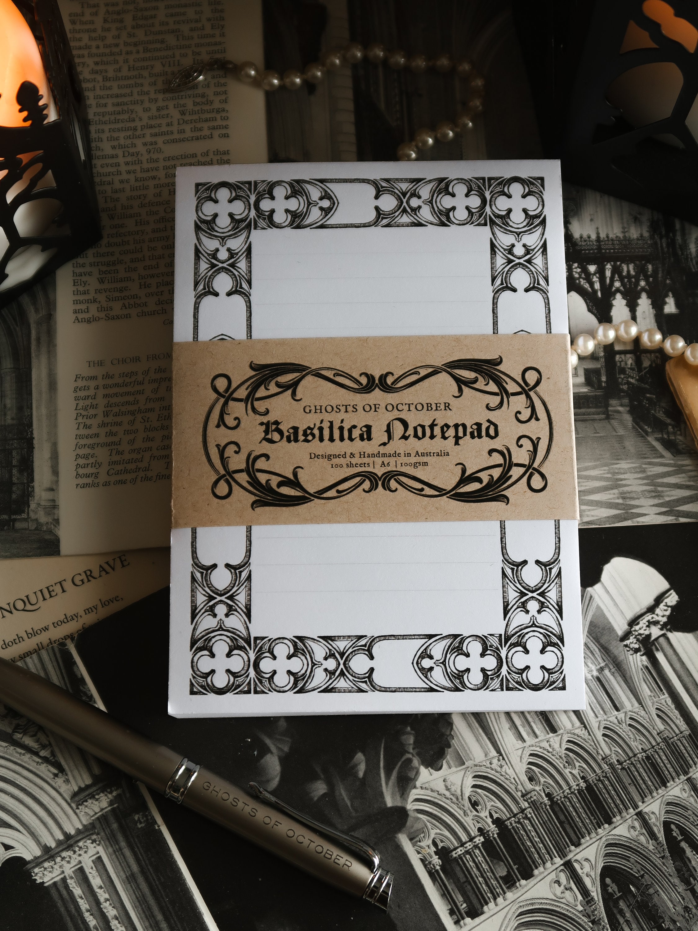Goth Notepad Basilica Notepad - WHITE | Gothic Stationery | Gothic Architecture ...