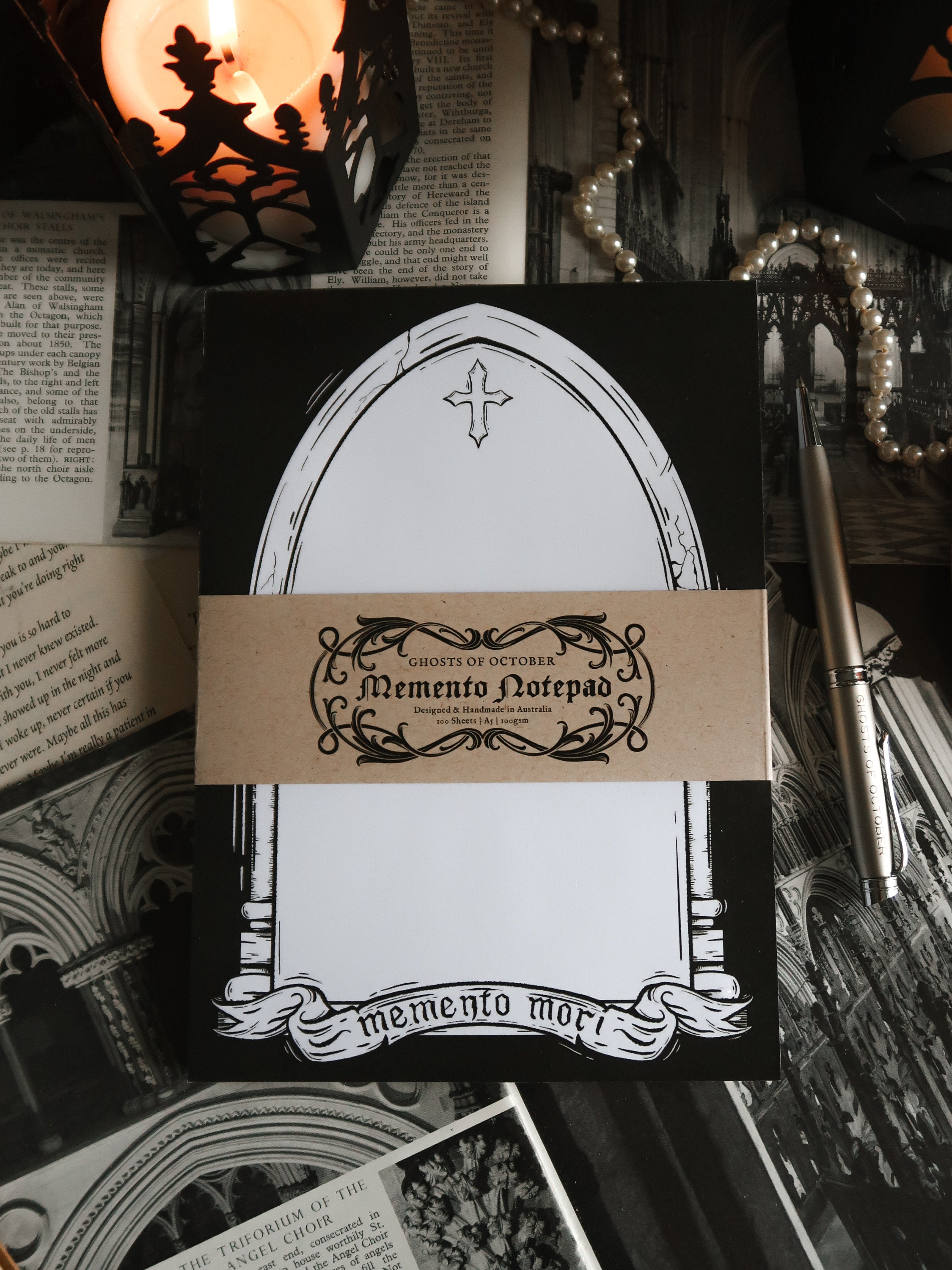 Goth Notepad Memento Notepad - BLACK | Gothic Stationery | Gothic Architecture ...