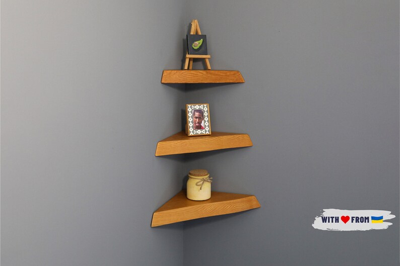 Rustic Live Edge Corner Floating Shelves With Fixings Free Etsy