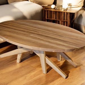 Oval Wood Table - Coffee to Dining Tables, Transformer Lift Top Table, Adjust Height Tables - Breakfast Apartment Table, Small Space Table