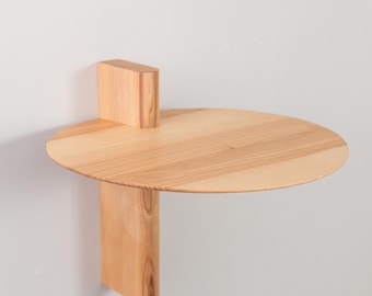 Rundes Wandregal aus Esche: Schwebendes Holzregal für Pflanzen und modernen Vintage-Stil