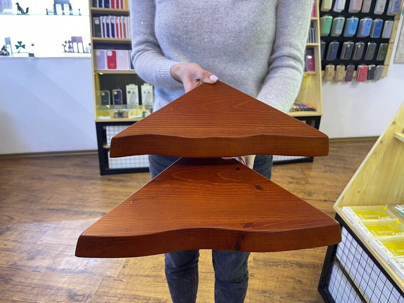 Rustic Live Edge Corner Floating Shelves With Fixings Free Etsy