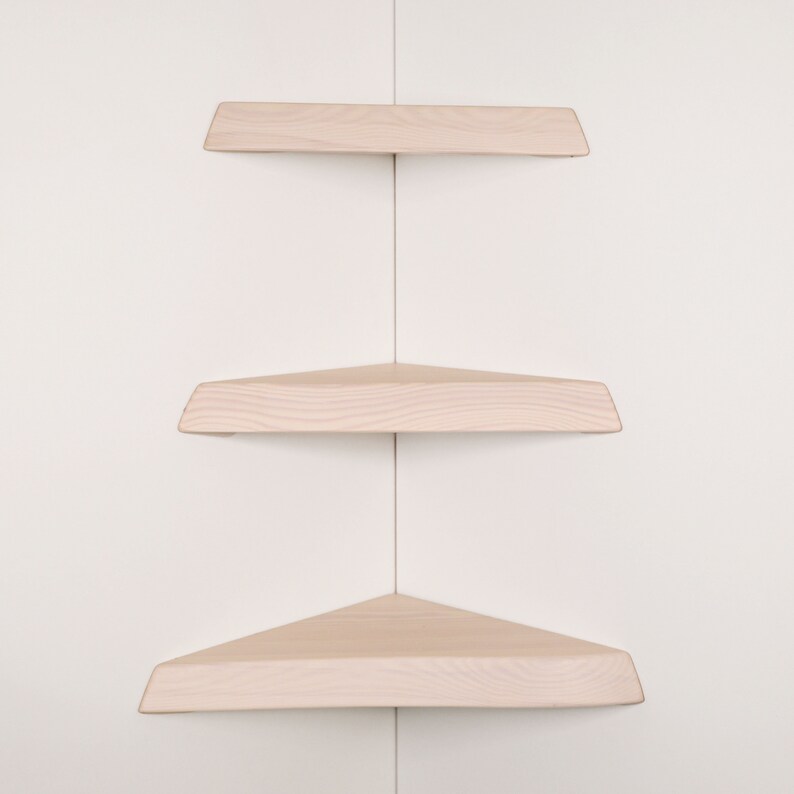 Floating Shelves Pine Wood Corner Shelf Housewarming Gift Wall Decor