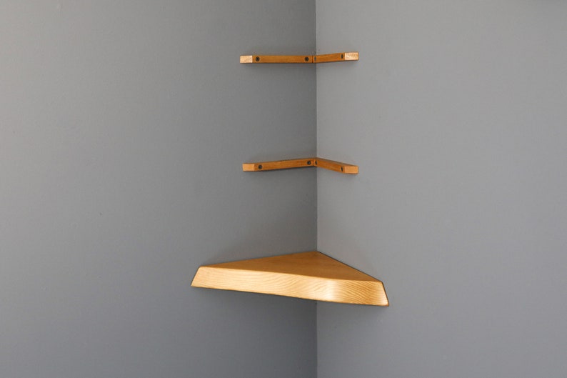 Chunky Farmhouse Floating Wooden Corner Shelves With Fixings Free