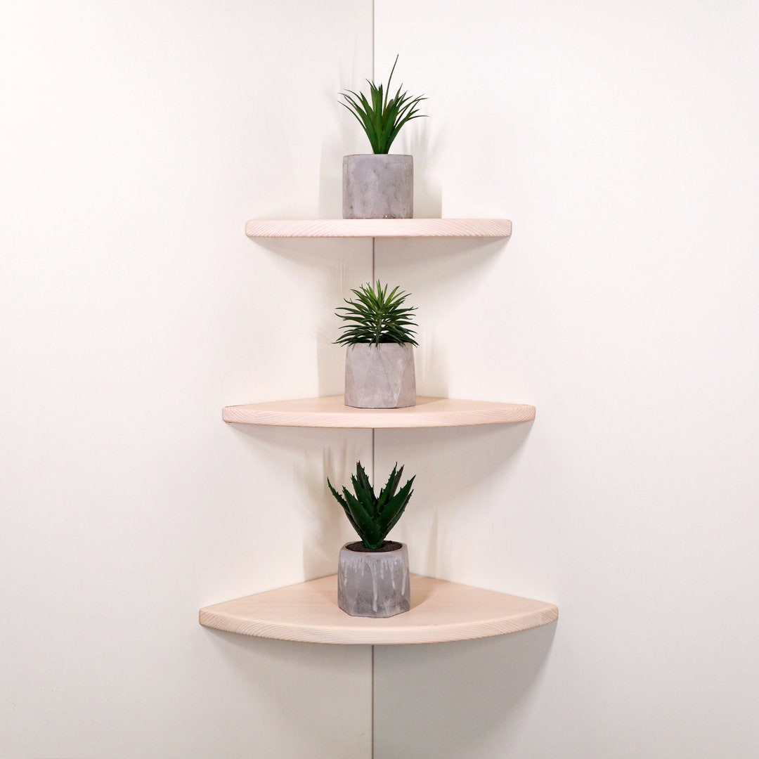 Corner Shelf Pine Floating Shelf Unique Furniture Half Round Etsy