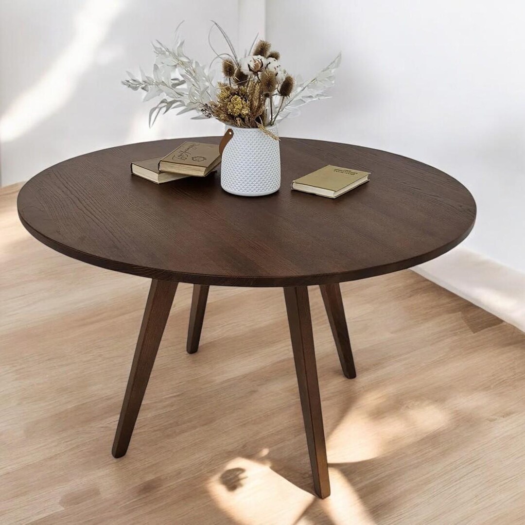 Round Oak Dining Table: Handcrafted Scandinavian Minimalist Design - Etsy