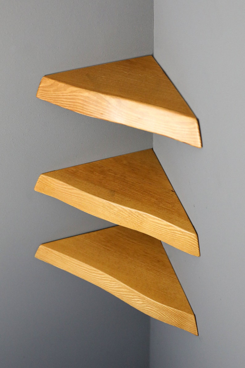 Rustic Live Edge Corner Floating Shelves With Fixings Free Etsy