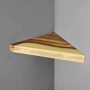 Minimalist Floating Corner Shelf from Solid Natural Walnut with Mounting Hardware | Free Shipping