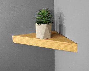 Hoekplanken, Houten Drijvende Plank, Muuropknoping, Eikenhouten Plank Voor Muur, Rustiek Home Decor Cadeau, Duidelijke Hoekplanken, Plant Wandplank