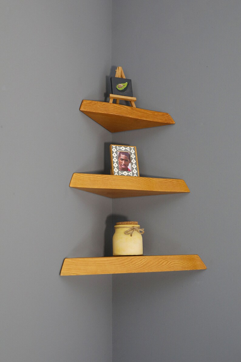 Rustic Live Edge Corner Floating Shelves With Fixings Free Etsy
