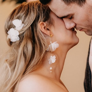 Ensemble de bijoux / Boucles d'oreilles de mariée élégantes / Boucles d'oreilles à fleurs faites à la main / Bijoux de mariée / Boucles d'oreilles de mariée vintage / Unique / Collier élégant / Collier de fleurs