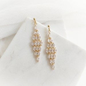 Bridal jewelry/ Zirconia earrings/ Crystal jewelry/ High-quality earrings/ Statement jewelry/ Bridal earrings