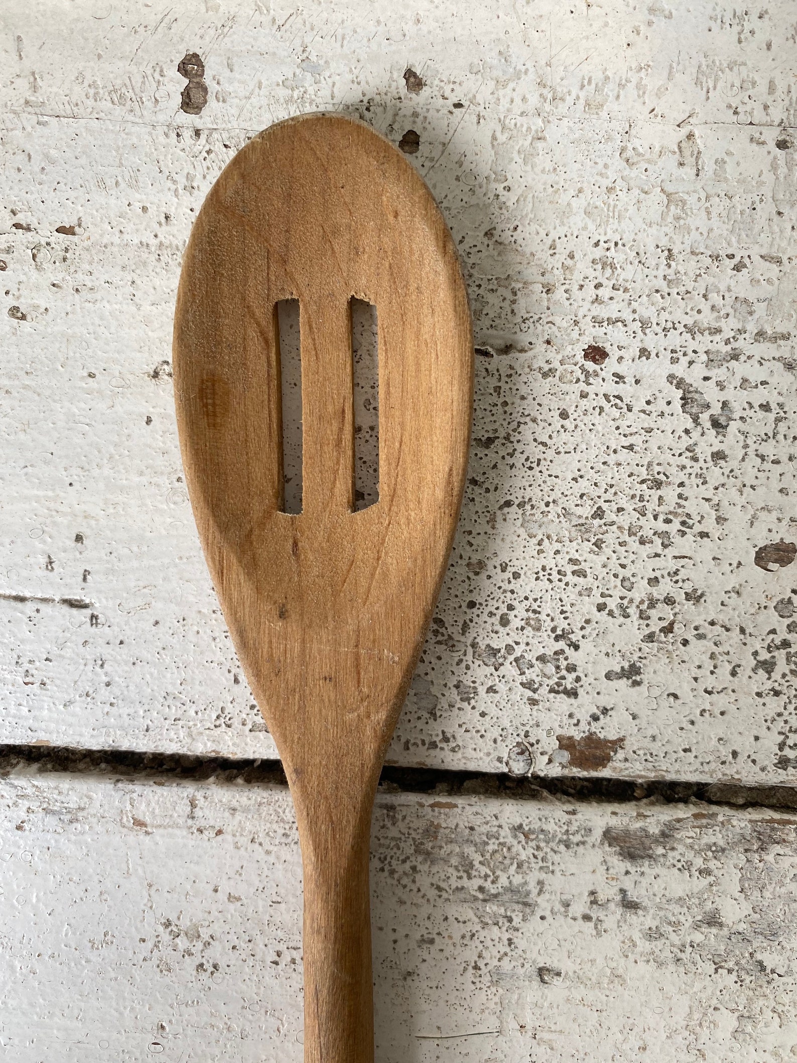 Vintage wooden spoon with two holes / 17 / 1980s Etsy