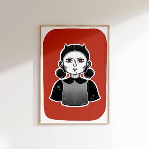 Poster di Squid Games – Ritratto della bambola, Netflix! Italiano: Personalizzabile, 8 colori tra cui scegliere | Carta grana + foto | Fatto a mano!