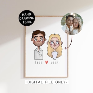Portrait Personnalisé Fait Main – Illustration Numérique de 2 Personnages à partir de vos Photos, Cadeau Unique et Personnalisé !