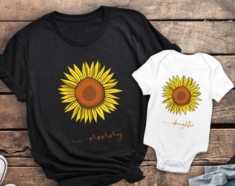 Mother Daughter Shirts, Mom And Me Shirts, Mommy And Me Tees, Mama Mini Matching Shirt, Baby Shower Gift, Sunflower shirt for women girls