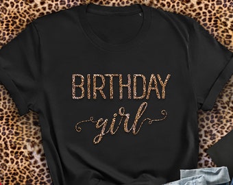 Birthday girl leopard shirt, Birthday girl tee, Cheetah Birthday shirt, Birthday girl gift, Personalised girls birthday t-shirt