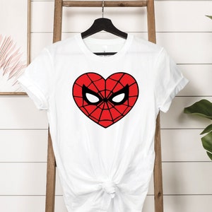 Love Spiderman Shirt Womens Spiderman t Shirt Heart Spiderman Top Spiderman Tee Shirt For Women Kids Child Baby Girl Boy Toddler outfit