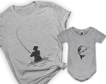 Daddy and Me shirts Father Son Matching Shirts Fishing Shirts Set Fathers Day Fishing Gift Daddy and Me Outfit Dad and Son Fish Graphic Tee