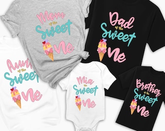 2026 Ice Cream Birthday Shirt, Sweet One Birthday, Family Ice Cream Shirts, Birthday Girl 1st Birthday Outfit, Ice Cream Cone custom Shirt