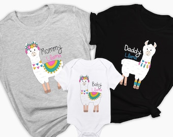 Llama Family Birthday Shirts: Custom Baby, Mama, Dada Llama Outfit