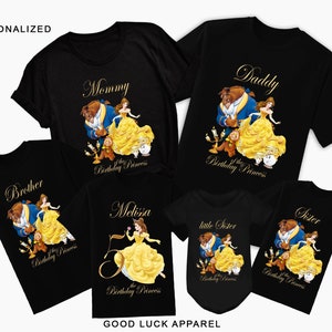 Disney Beauty And The Beast Birthday Shirts For Family Princess Belle Birthday Shirt For Girl Party Outfit Beauty And Beast Birthday Tee
