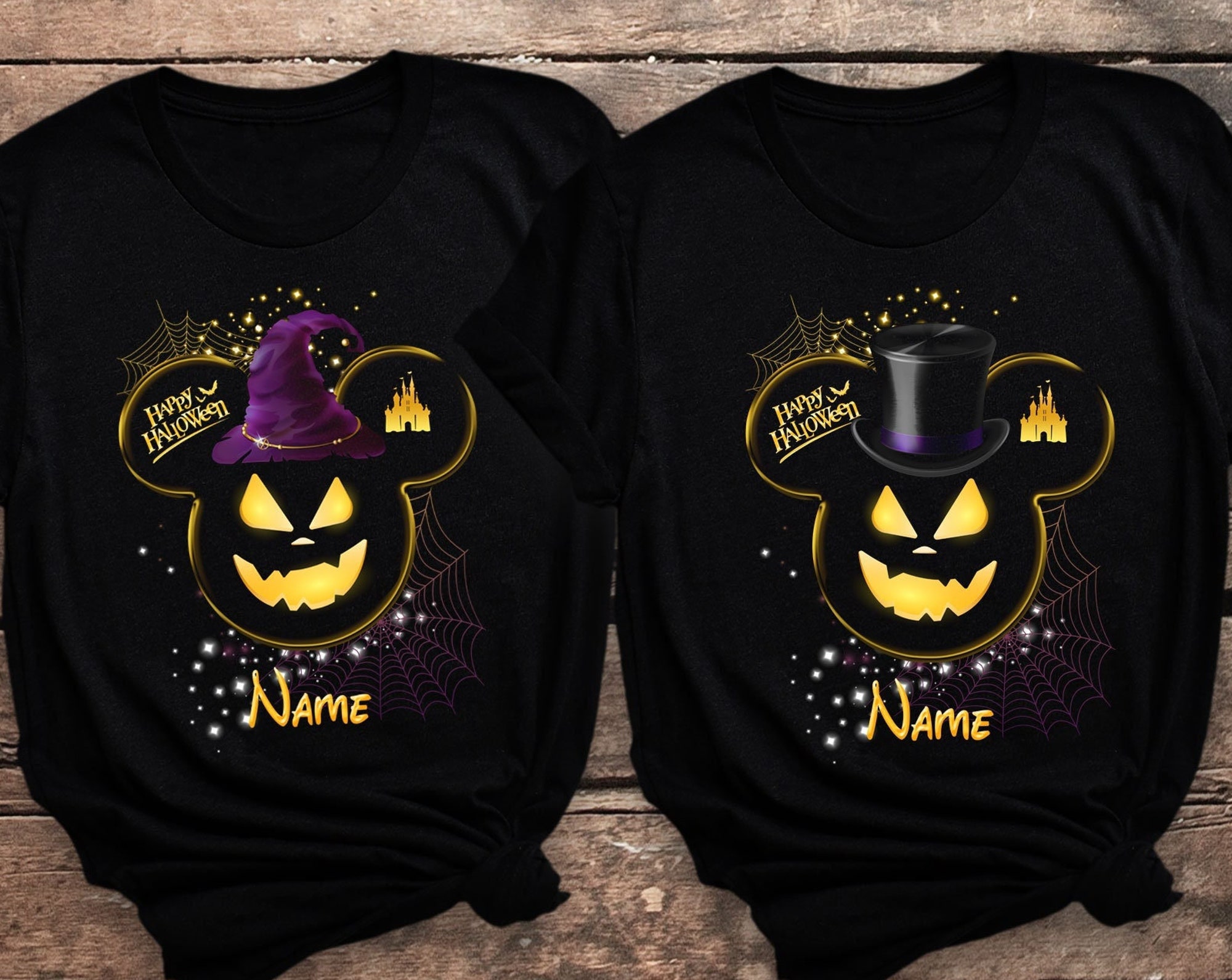Discover Camiseta Personalizada Disney Halloween 2022 Mickey y Minnie para Hombre Mujer y Niños