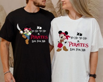 Disney Characters Pirate Shirts, Custom Disneyland Pirate shirts, Matching Mickey Mouse Pirate Of The Carribean Shirts, Adventureland shirt