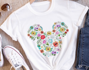 Chemise tête de Mickey fleurie, t-shirt Festival des fleurs et des jardins d'Epcot, chemise florale Minnie, chemise à fleurs Minnie, fleur Minnie, chemise Epcot