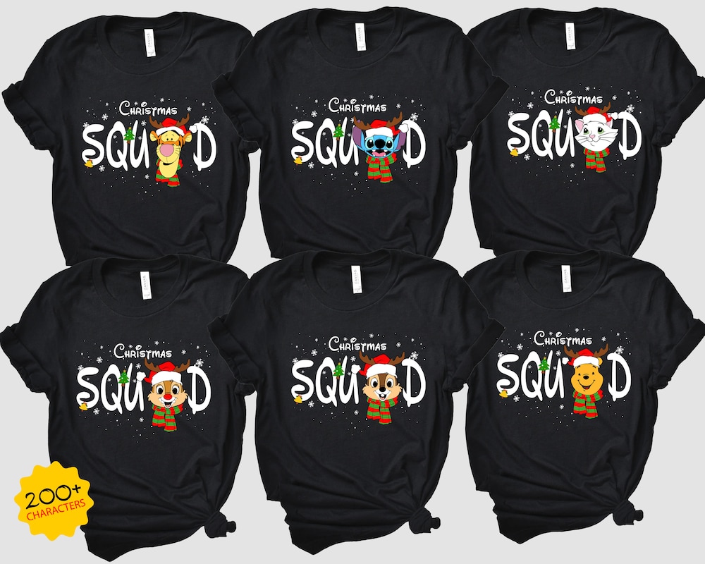 2024 Christmas Squad Shirts, Disney Family Christmas Shirts , Mickey'S Very Merry Christmas Party, Custom Disney Characters Christmas Tees Teeblendstore Teecowboy