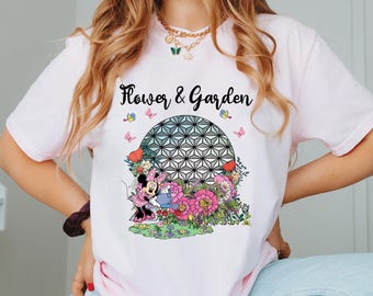 2026 Minnie and Mickey Epcot Tee,  Mickey And Minnie Epcot Flower And Garden Festival Shirt, Flower and Garden Shirt, Minnie Mickey Garden