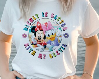 Besties Trip Shirt, Better Place With My Bestie Shirt, Minnie and Daisy Friendship Shirt,  Retro Besties Mouse Shirt, Magical Kingdom Girls