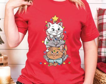 Disney Aristocats Christmas Shirt, Marie Christmas, Toulouse Christmas, Berlioz Christmas Tree, Christmas Kitten Tee, Aristocats Xmas Party