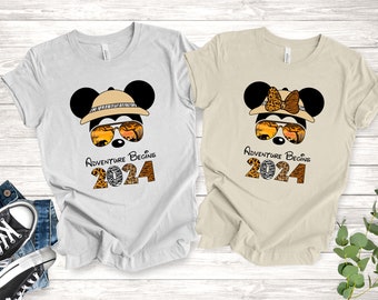 Animal Kingdom Theme Park family shirts, Disney adventure 2024, Mickey and Minnie family Safari trip shirt 2024