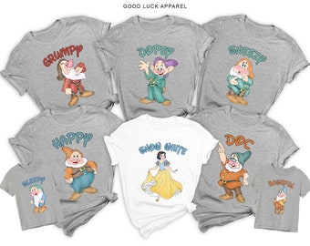 7 Dwarfs Shirts Personalized Snow White and Seven Dwarfs Family Shirts 7 Dwarfs Family Shirts Grumpy Bashful Doc Dopey Happy Sleepy Sneezy