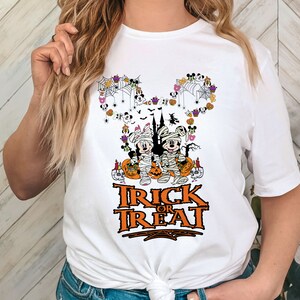 Mickey & Minnie Trick Or Treat Disney Shirt, Disneyland Halloween Trip Shirt, Halloween Disney Party Tee, Halloween Matching Family Vacation