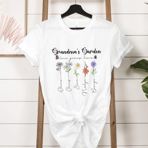 Custom Floral Grandma Shirt, Grandma&#39;s Garden Tshirt, Custom Birth flower Tee Shirt for Grandma, Mother&#39;s Day Gift