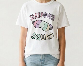 Sleepover Squad T-shirt, Girls Slumber Party Pajama Shirt
