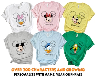 Disney Family Shirts 2025, Disney characters shirts, Family Disney Squad Shirts, Disney World Vacation Trip, Disneyland Matching shirts