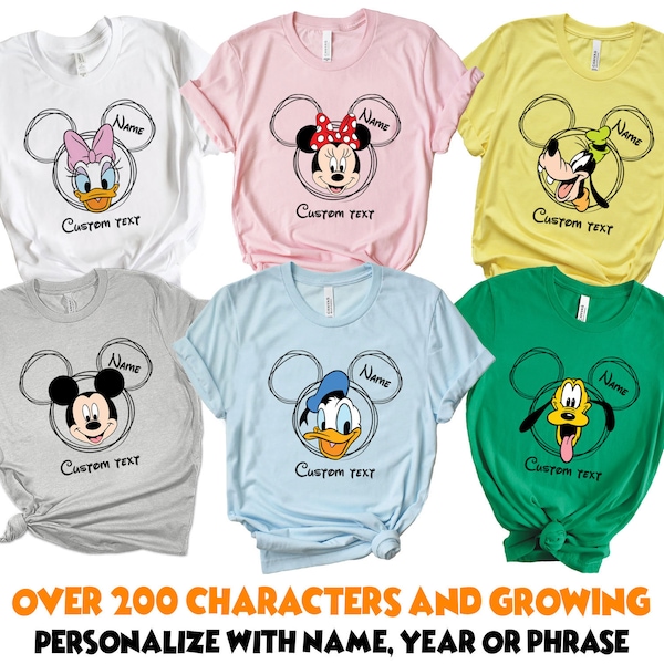 Camisetas familiares de Disney 2026, camisetas con personajes de Disney, camisetas familiares de Disney Squad, viaje de vacaciones a Disney World, camisetas a juego de Disneyland